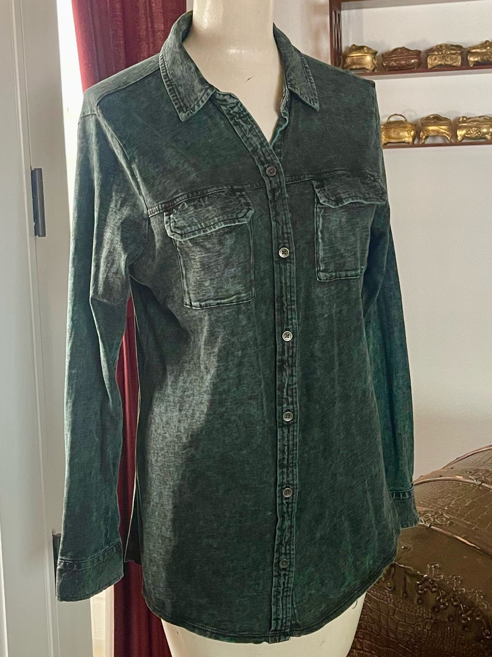 Rock & Republic Dark Green Heathered Shirt
